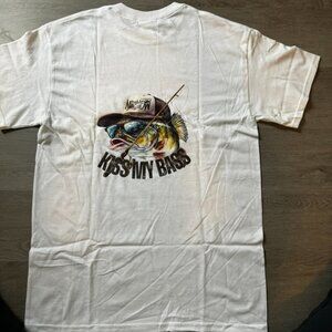 White, Kiss my bass fishing T-shirt